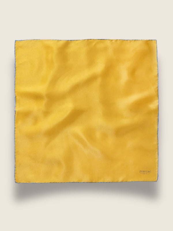 Yellow/Blue Solid Silk Pocket Square