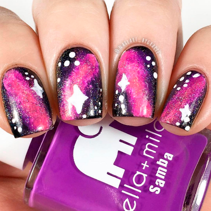 Yours at Dusk purple nail polish with galaxy and star nail art
