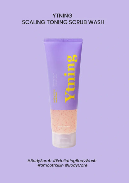 Tube of Ytning Scaling Toning Scrub Wash on a light purple background