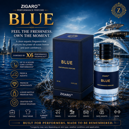 Zigaro™ Blue – Performance Perfume for Men | Up to 12 Hours