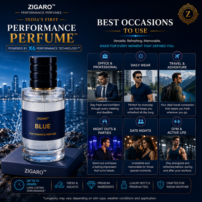 Zigaro™ Blue – Performance Perfume for Men | Up to 12 Hours