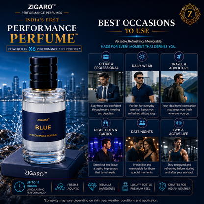Zigaro™ Blue – Performance Perfume for Men | Up to 12 Hours