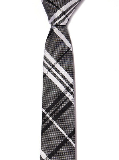 ZOD! Check Dark Grey Microfibre Tie