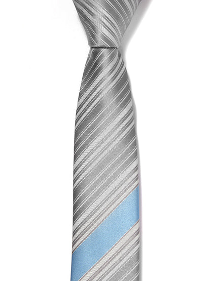 ZOD! Striped Silver Microfibre Tie