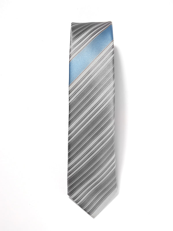 ZOD! Striped Silver Microfibre Tie