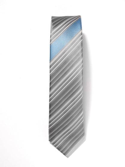 ZOD! Striped Silver Microfibre Tie
