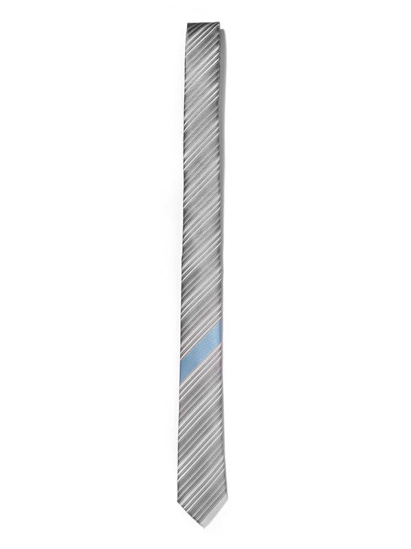 ZOD! Striped Silver Microfibre Tie